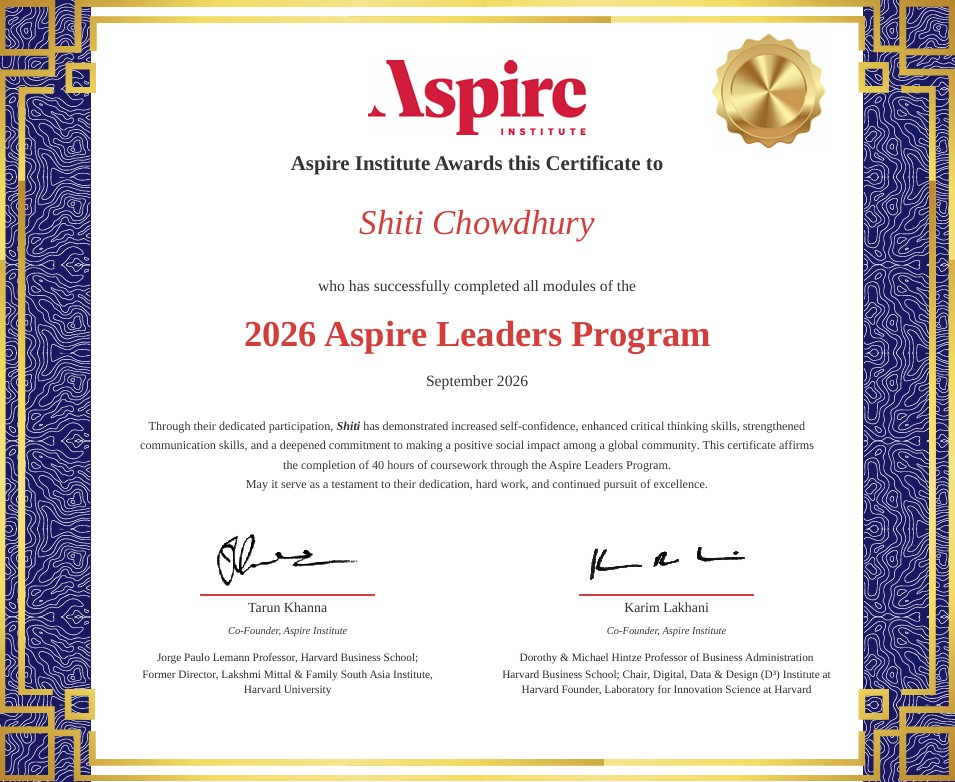 Aspire Leaders Program Certificate