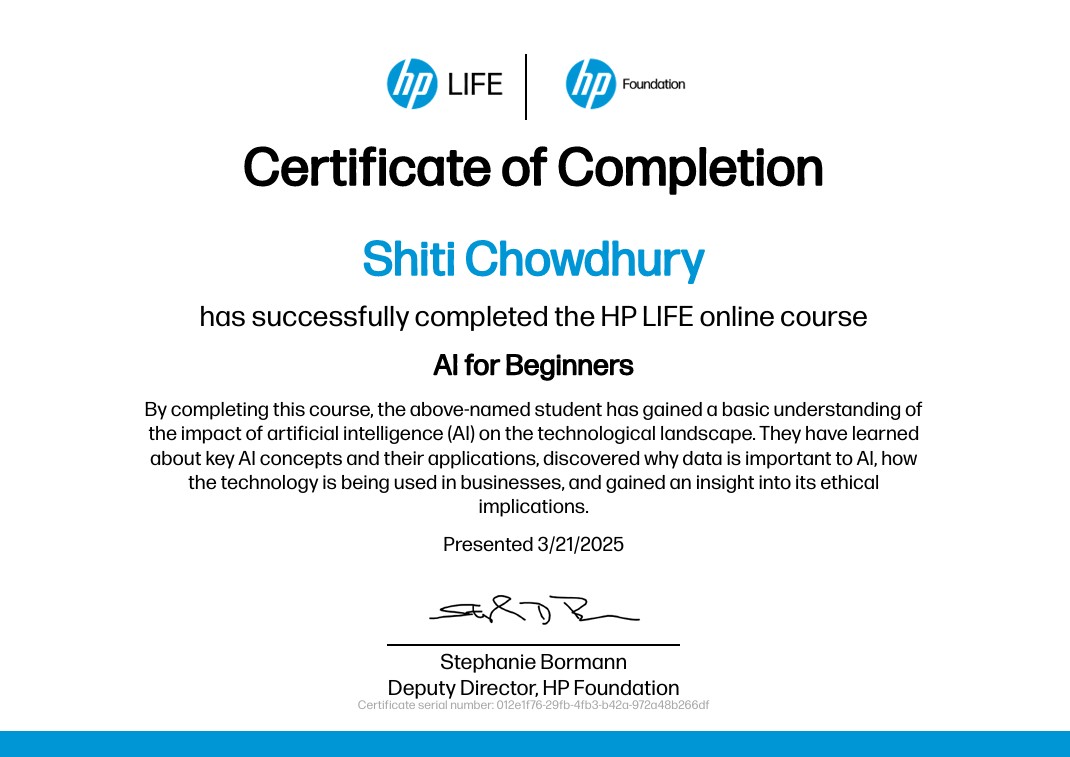 AI for Beginners Certificate
